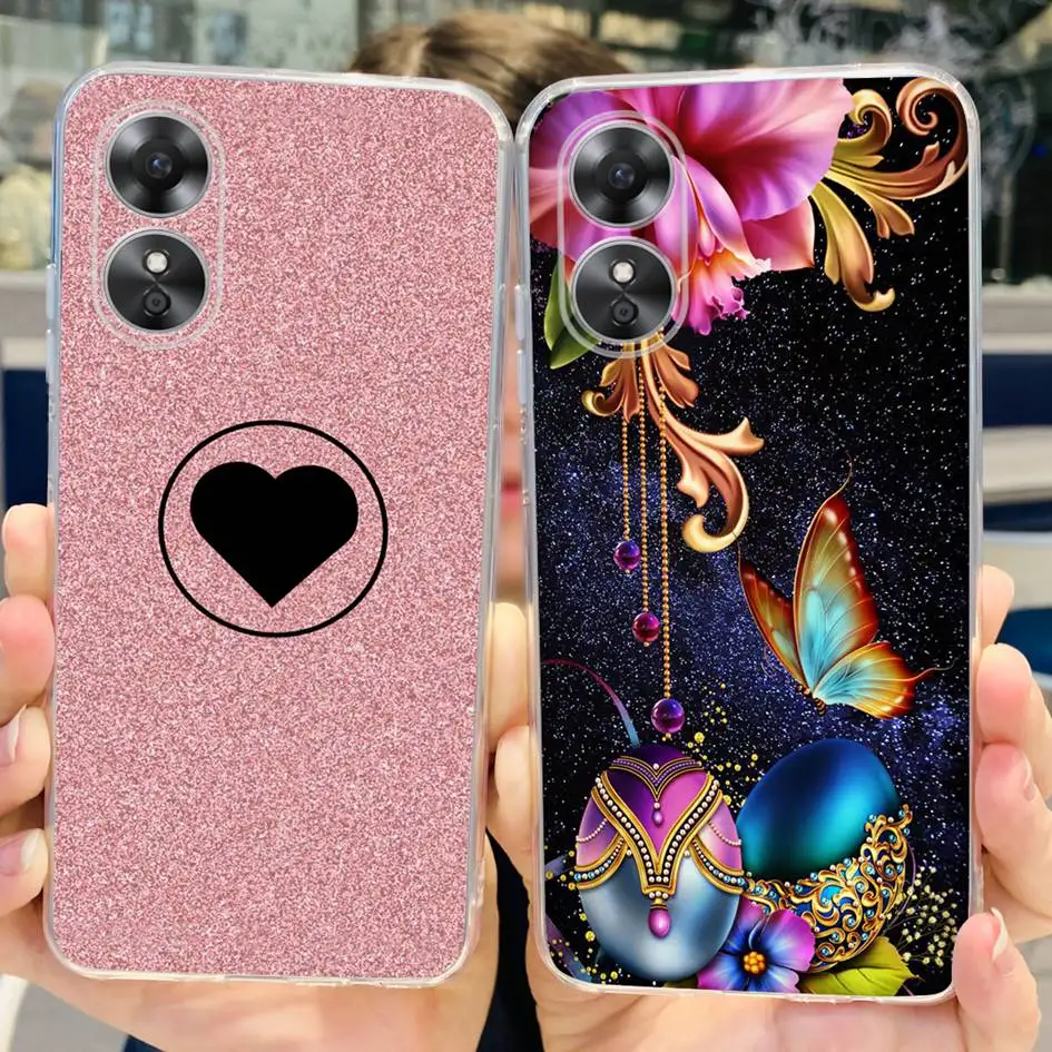For OPPO A17 A17K Case CPH2471 CPH2477 Silicone Cover Fashion Flower Clear Soft Bumper For OPPOA17 OPPOA17K A 17 A 17K TPU Funda image 6