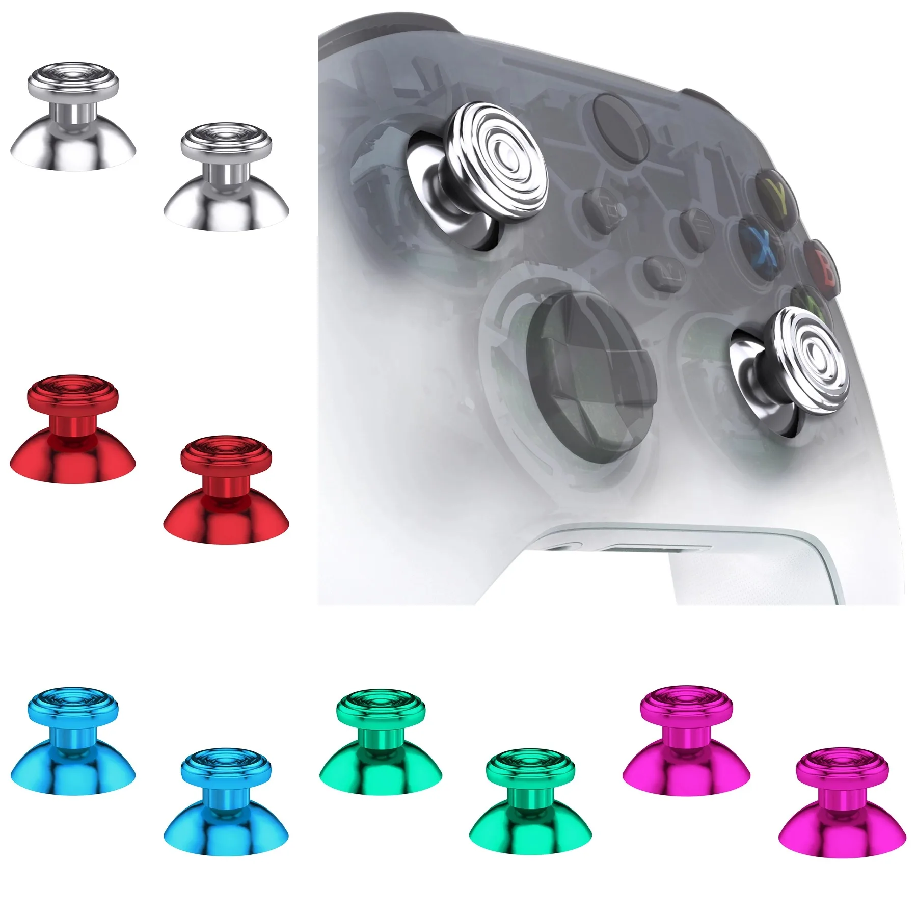 eXtremeRate Custom Metal Thumbsticks Analog Stick Joystick Buttons for Xbox Core Wireless Controller, for Xbox One S/X/Elite