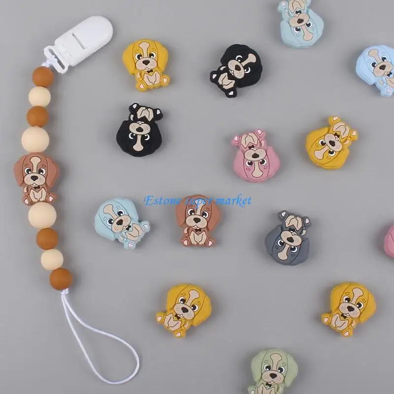 

090B Cartoon Dog Silicone Teethers 3pcs/set Animal Molar Toy Ornament