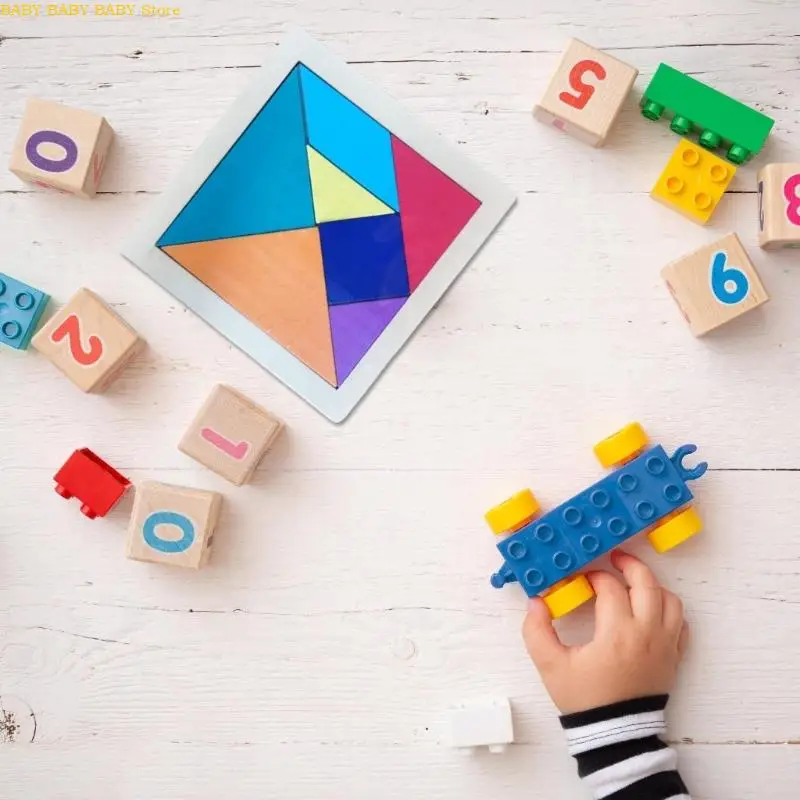 

Q81A 24PCS Tangram Puzzles Educational Wooden Block for Kids Creative Learning Toy for Boy and Girl Classroom Teaching Aid