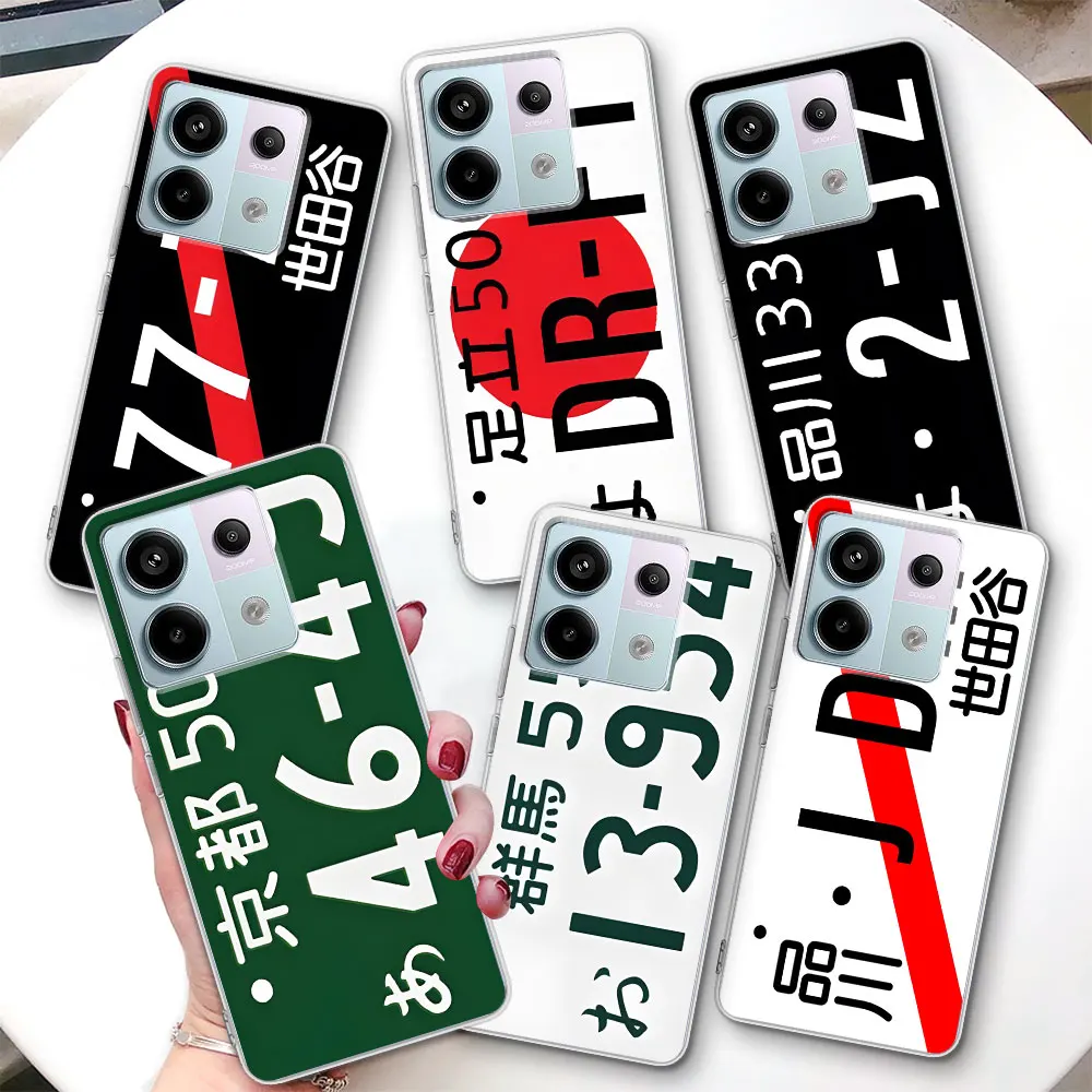 

Japanese License Plate Case for Xiaomi Redmi 15 13 A7 Pro 9C 9A 9i A5 9 13C 10 Prime Plus A3 10C 12 12C 10X 9T TPU Phone Cover