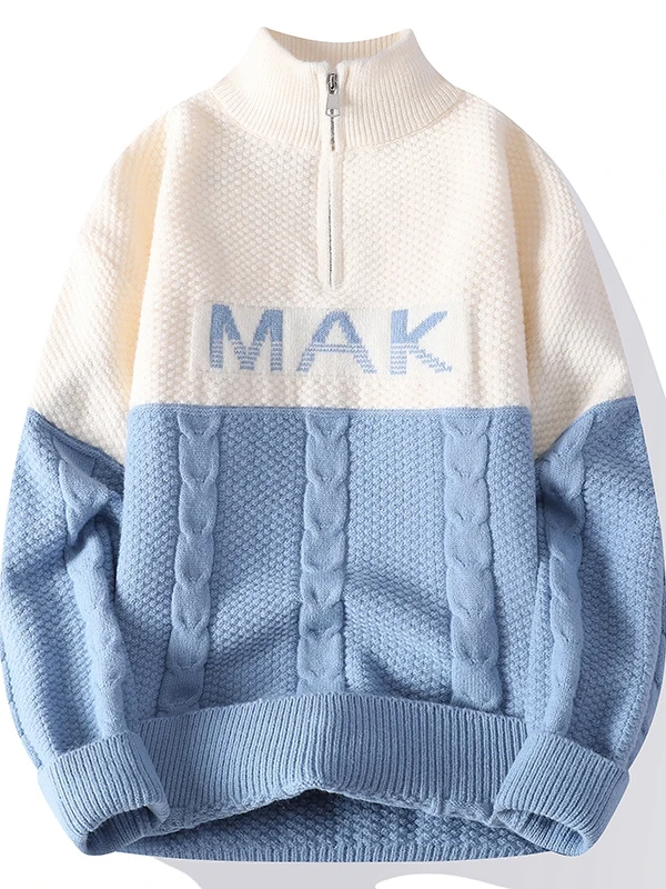 

Thiened Zipper Ne Knitted Sweater for Boys Teenagers Autumn Winter Warm Casual Sle Polyester Fiber Long Sve Top