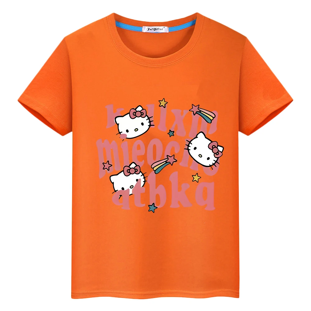 

hello kitty Print 100%Cotton T-shirt Cute Short Anime Tees pride tshirt Summer Tops y2k one piece kids gift boys girls clothes