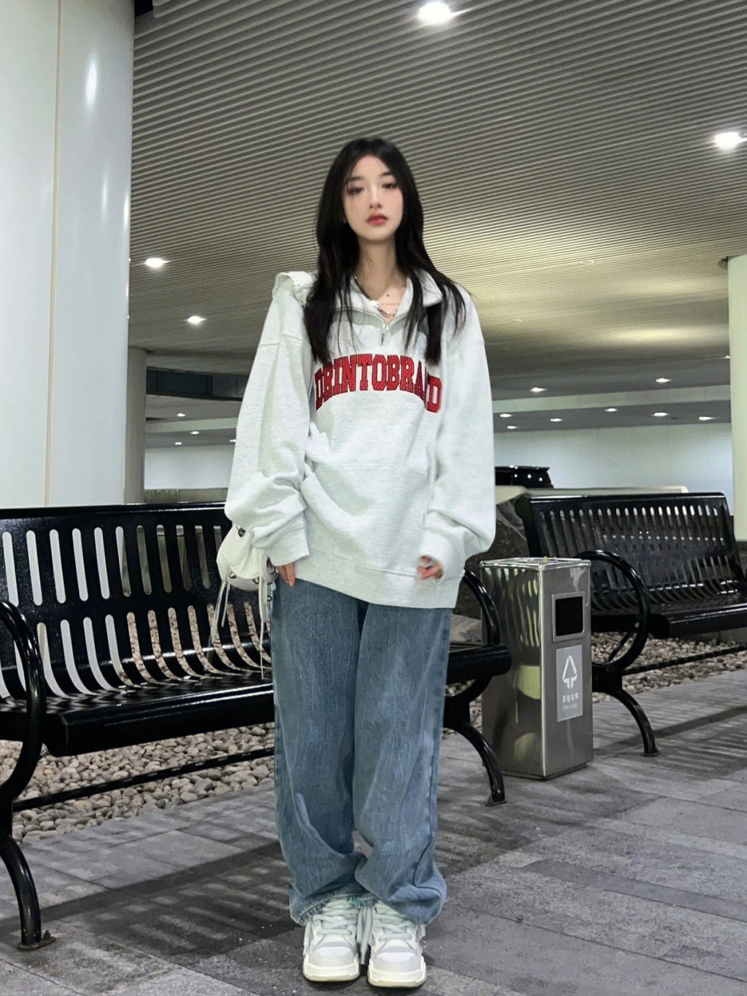 

Женский свитшот American Sle Ne Oversize Long Sve Commute Sle с принтом Свободный крой из хлопка Inner Sve