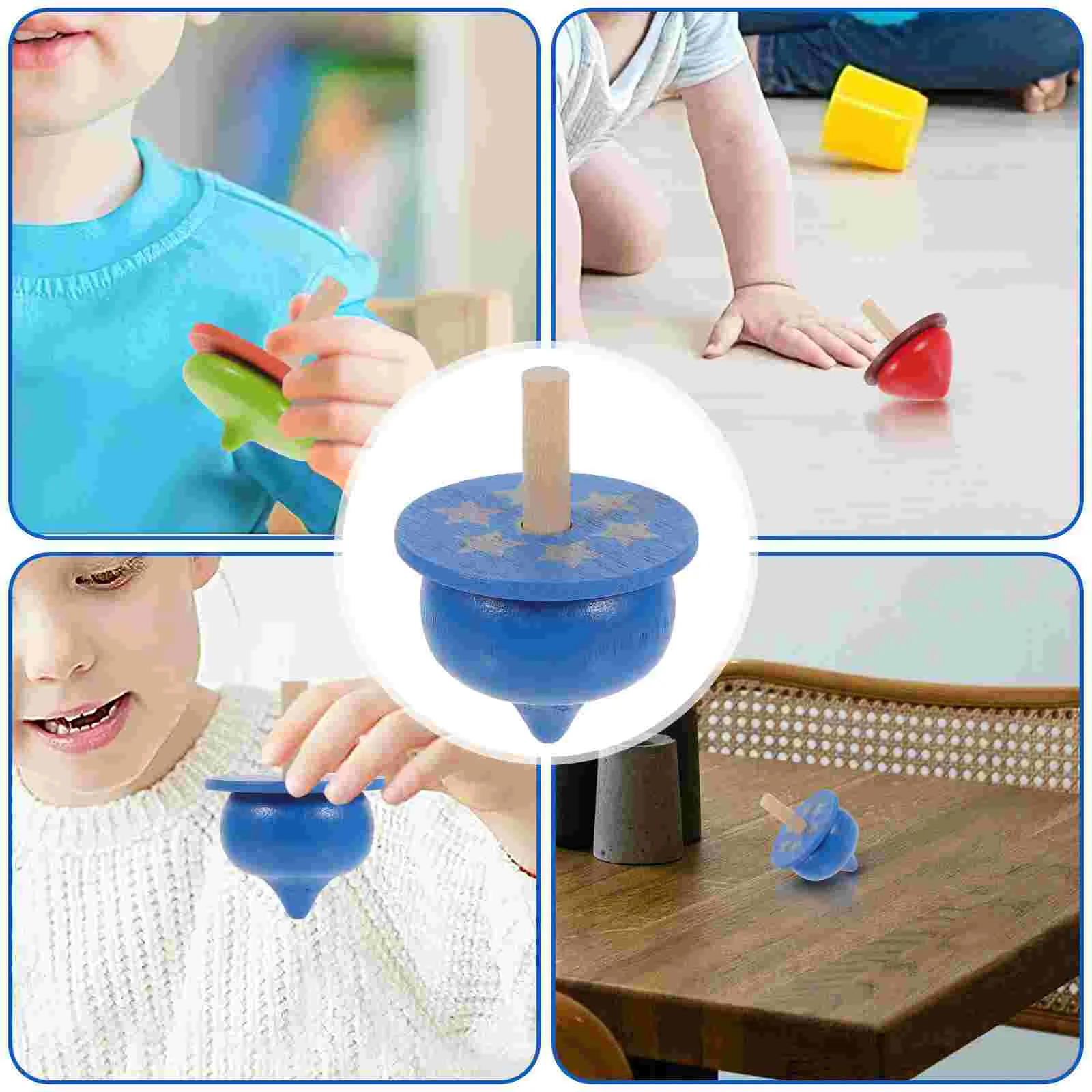 4pcs Kids Toddlers Educational Toys Wood Handmade Colour Gyro for Boys Girls wooden spinning kids top