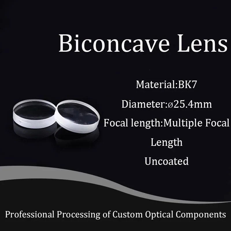 

Diamter 25.4mm BK7 Double-concave Lens Optical Lenses Multi-specification Focal Length Magnifying Glass Experimental Imaging