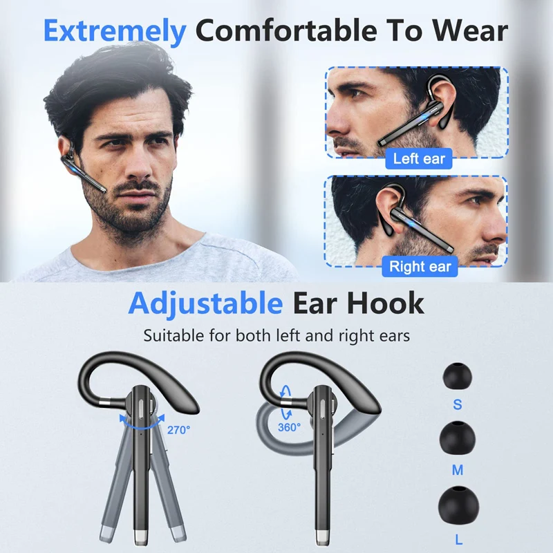 Wireless Bluetooth Headphones With Microphon Earphone ENC Noise Cancelling Handsfree Talking Headset Busines Auriculares Driving image 3