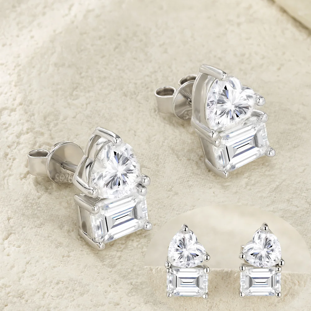 COSYA Pear/Oval Cut Full Moissanite Earrings 100% S925 Silver D VVS1 Lab Diamond 2-stone Ear Stud For Woman Fine Party Jewelry - Image 4