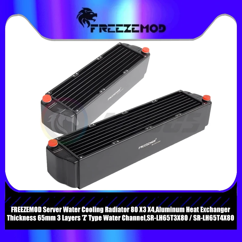 

FREEZEMOD Server Water Cooling Radiator 80 X3 X4,Aluminum Heat Exchanger Thickness 65mm 3 Layers 'Z' Type Water Channel