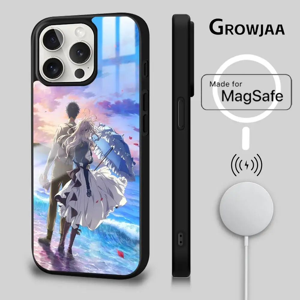 

Anime V-Violet Evergarden phone case for iPhone 17 16 15 14 13 12 11 Pro Max Plus Mini Magsafe Magnetic Wireless Mirror Funda