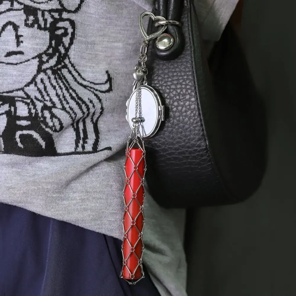 

Портативная металлическая сетчатая сумка для губной помады, серебряная мини-сумка для бальзама для губ, брелок с зеркалом, универсальный чехол для помады, брелки для дома