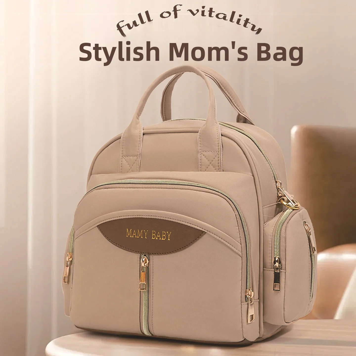 Large Capacity Cross-Border Mommy Bag Multi-Functional Outgoing Baby Supplies Storage Shoulder Bag Handheld Maternity Bag