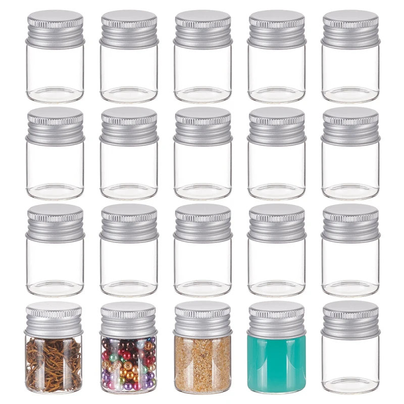 20 Pack Tiny Glass Bottles Sample Vials Glass Bottles with Aluminum Screw Top Lids for DIY Jewelry Accessories