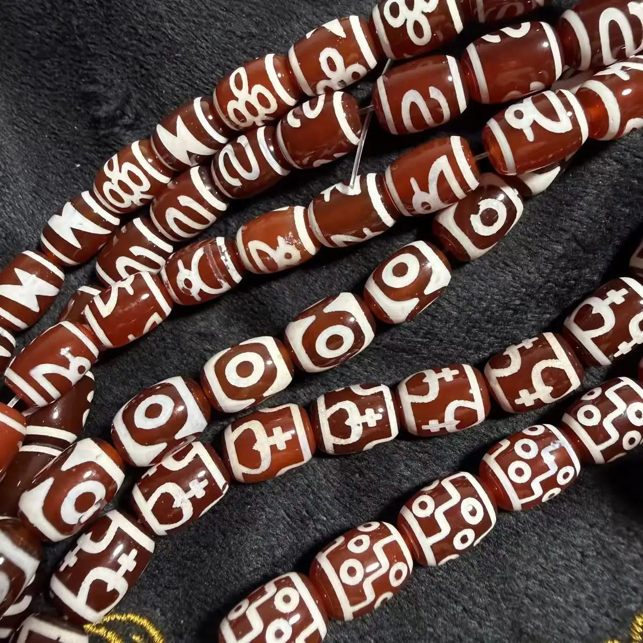 24pcs/String Different Totems  Red color 9 eyes 3 eyes  dzi beads Tibetan dzi beads for accessories