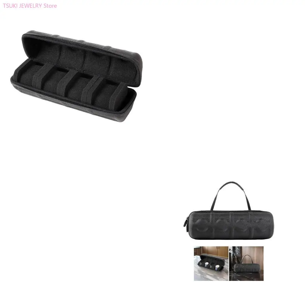 

62KE Портативный дорожный чехол для часов для мужчин, 4 слота, коробка для часов из ткани Оксфорд с защитным и мягким интерьером