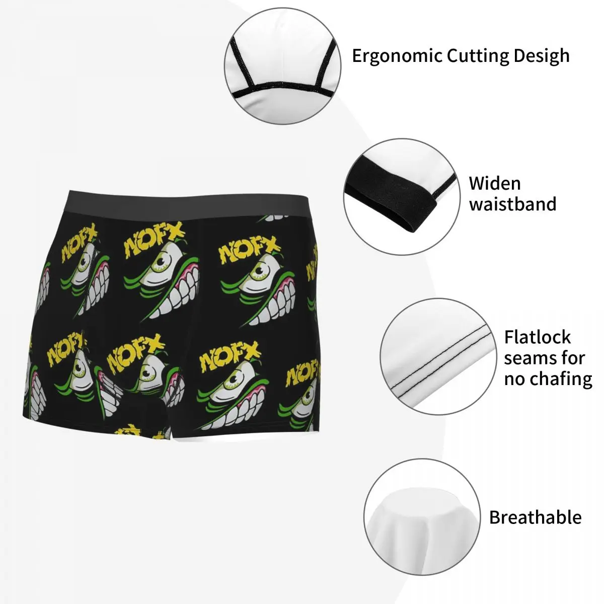 Nofx Punk Band Man's Boxer Briefs Underpants Punk Rock Band Highly Breathable High Quality Birthday Gifts