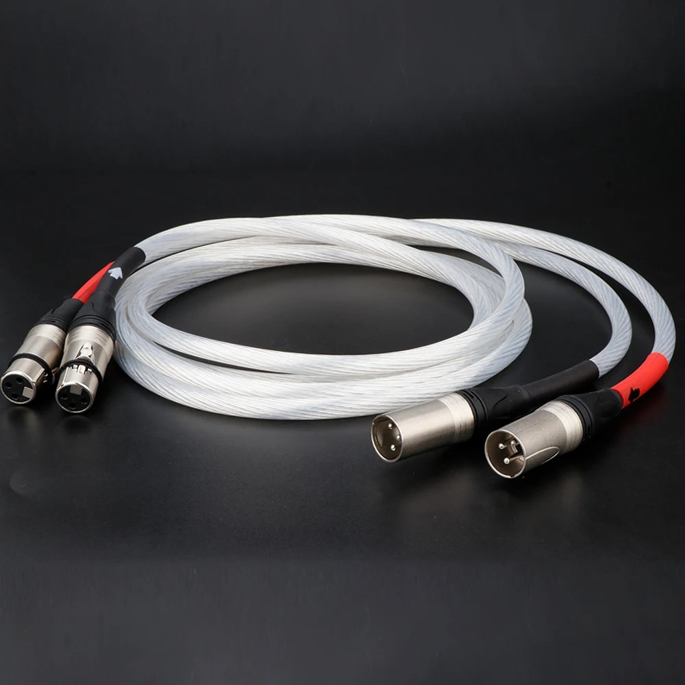 Hifi XLR Hi-end HiFi kabel XLR czyste srebro kabel Audio 5N OCC 2 xlr męskie do 2 xlr żeńskie wtyczki Balance Line biały kolor