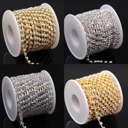 1/10Yards SS6-SS38 shiny Crystal Rhinestone Chain Sew-On Glue-On For apparel DIY Garment Accessories rhinestone trim Cup Chain