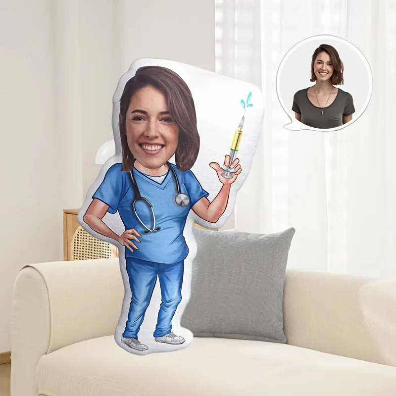 Professional Doctor Pillow Customization, Digital Printing Double-Sided Headshot, Hidden Zipper, All-Season Multifunctional Pill
