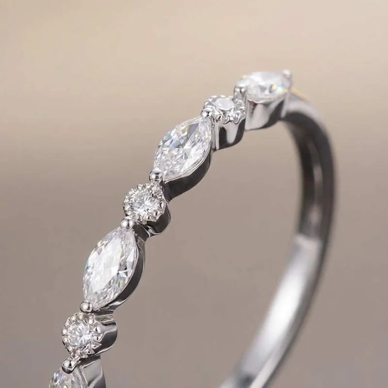 Women's 925 Sterling Silver Marquise Stackable Ring