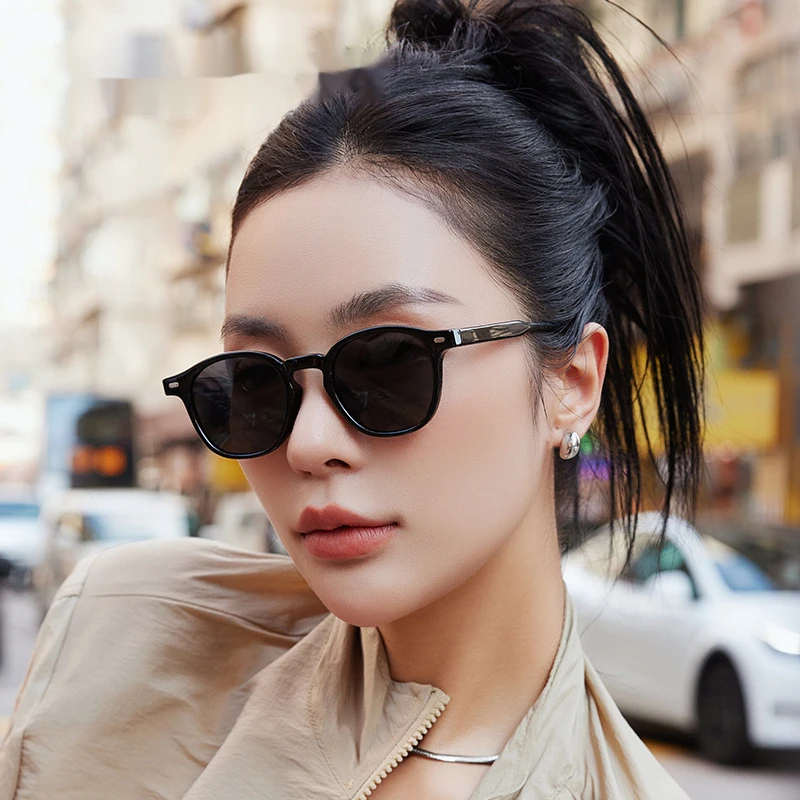 A2236P  Reflective Lenses Women'S Sunglasses Fashionable SunglassesinsStreet ShotTRFrame Plate Pin Feet Sun-Shade Glasses