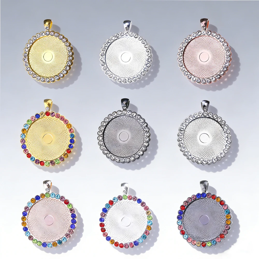 

10 шт. 25 мм разноцветные гравированные стразы, круглые основы для кабошонов, основы для камеи, основы для фото-кулонов, фурнитура для изготовления украшений своими руками