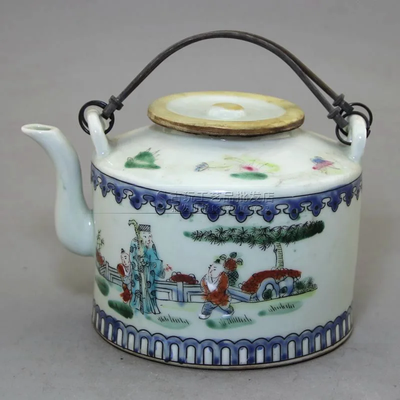 

Antique crafts factory spot collection vintage old porcelain teapot.
