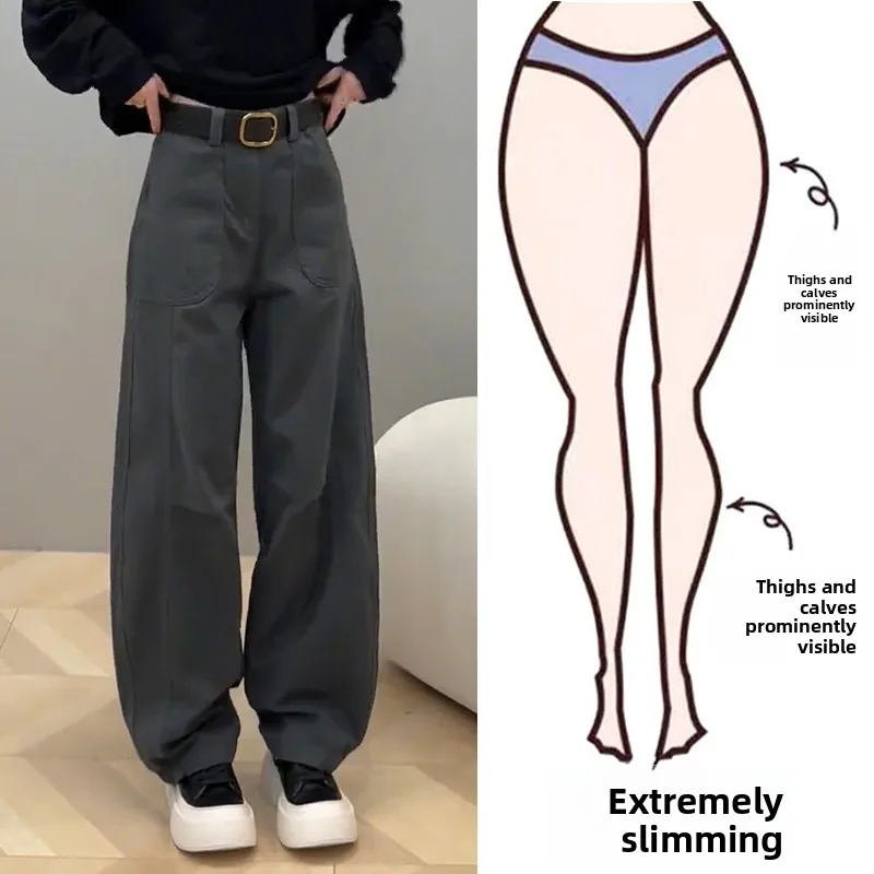 

American Casual Work Pants Women Spring Autumn Super Popular plus Size Wide Leg Pants Pear Shape Slimming Knife Pants