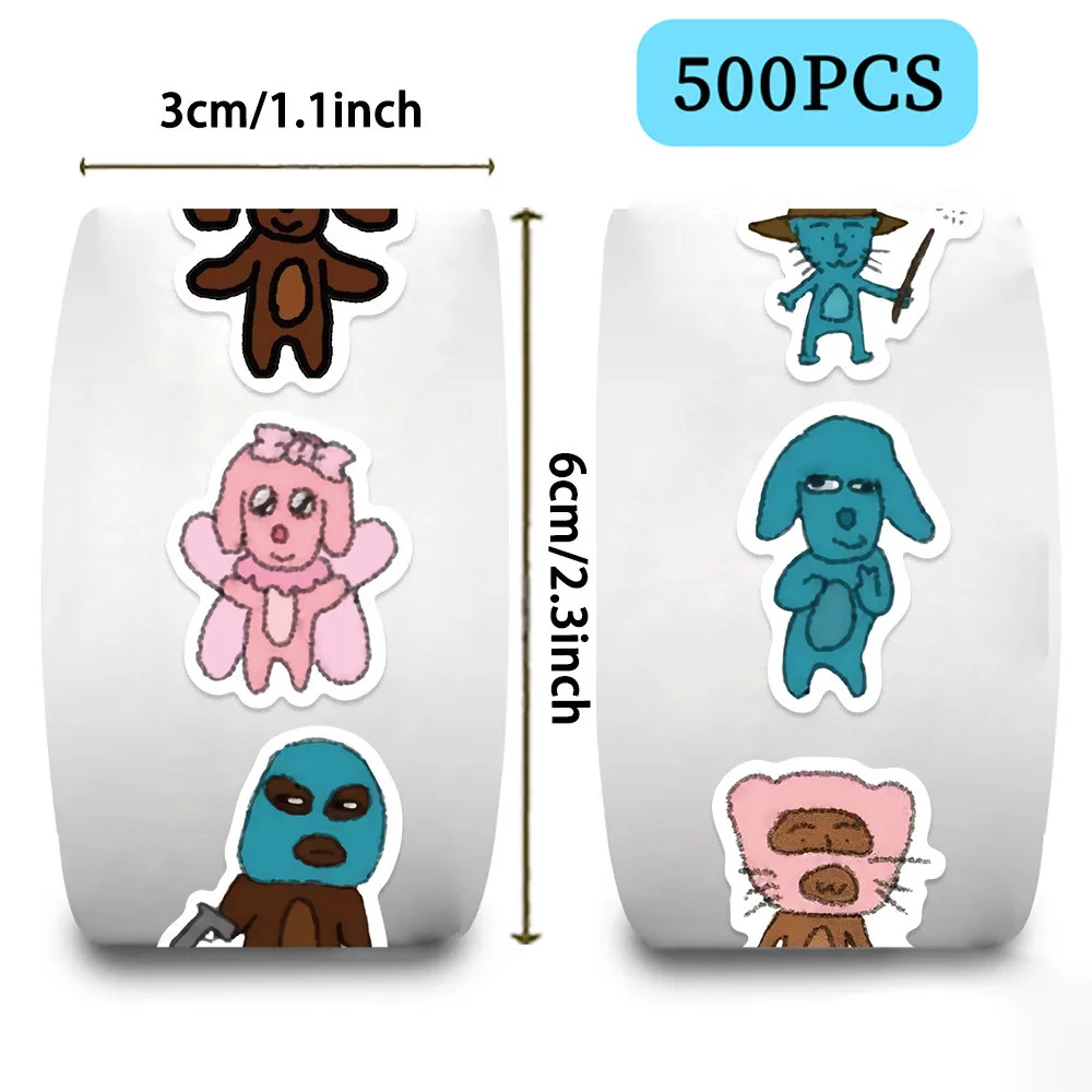 500Pcs/Roll Hot-Selling Ugly Cute Orange Puppy Washi Tape  - Quirky Pet Decor for Journal & Envelope Sealing AnimeWorlds Store