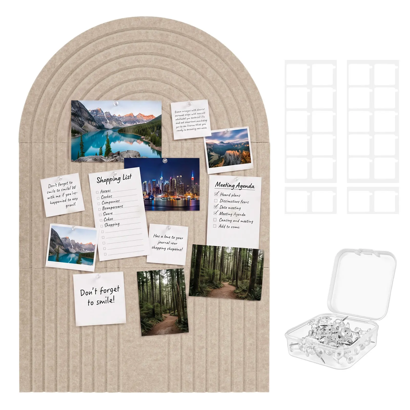 Large Arched Felt Bulletin Board for Office Wall Bedroom Wall Home Decor Felt Wall Tiles Vision Board Photo Picture Display