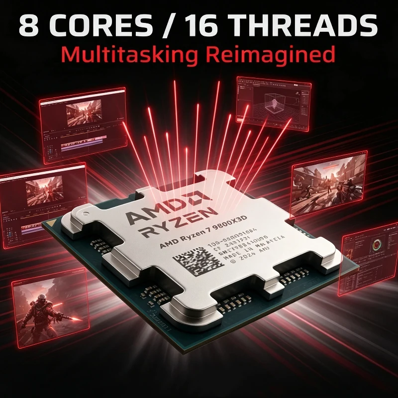 AMD Ryzen 7 9800X3D Processor For PC Assembly 8C16T 4.7GHz 96M L3 Cache 4NM Socket AM5 DDR5 120W Gaming CPU Without Cooler