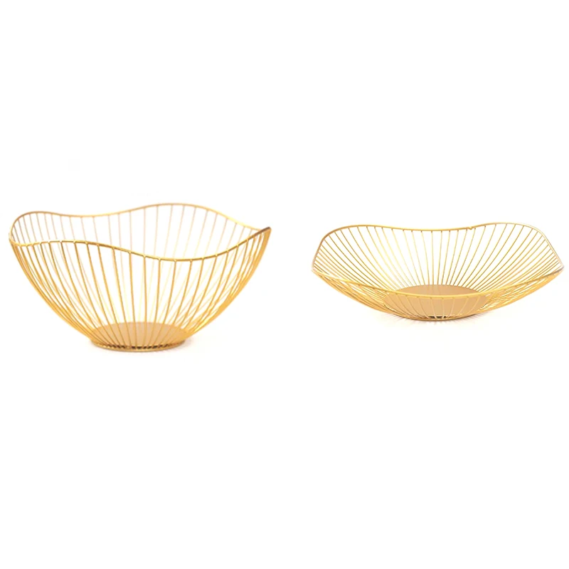 สไตล์นอร์ดิกผลไม้ผักตะกร้าเก็บโลหะตกแต่งจอแสดงผลชามตกแต่งโต๊ะรับประทานอาหาร