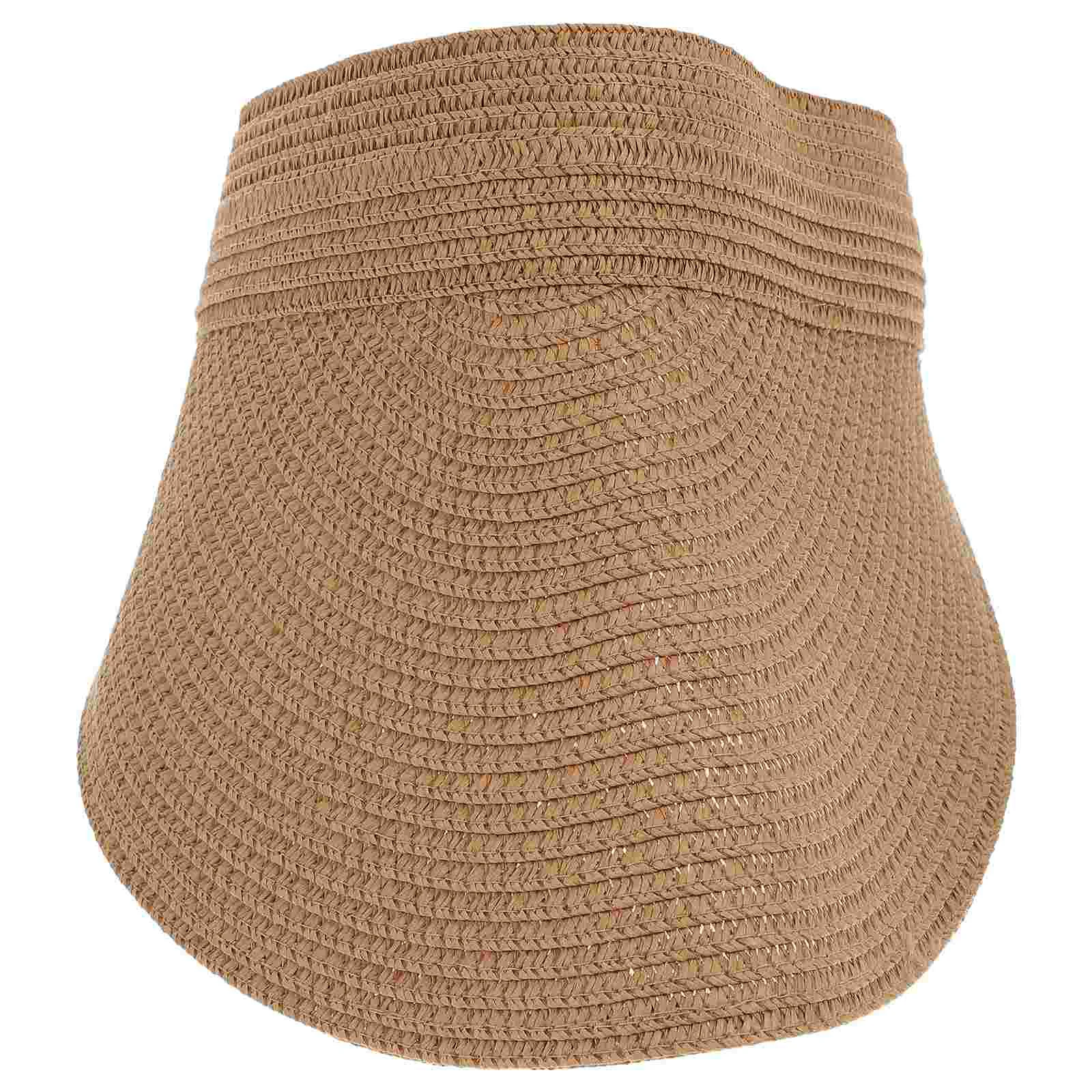 

1pc Women Straw Weaving Visor Beach Riding Travel Beach Summer Sun Hat Straw Weaving Visor Hat Summer Visor Hat