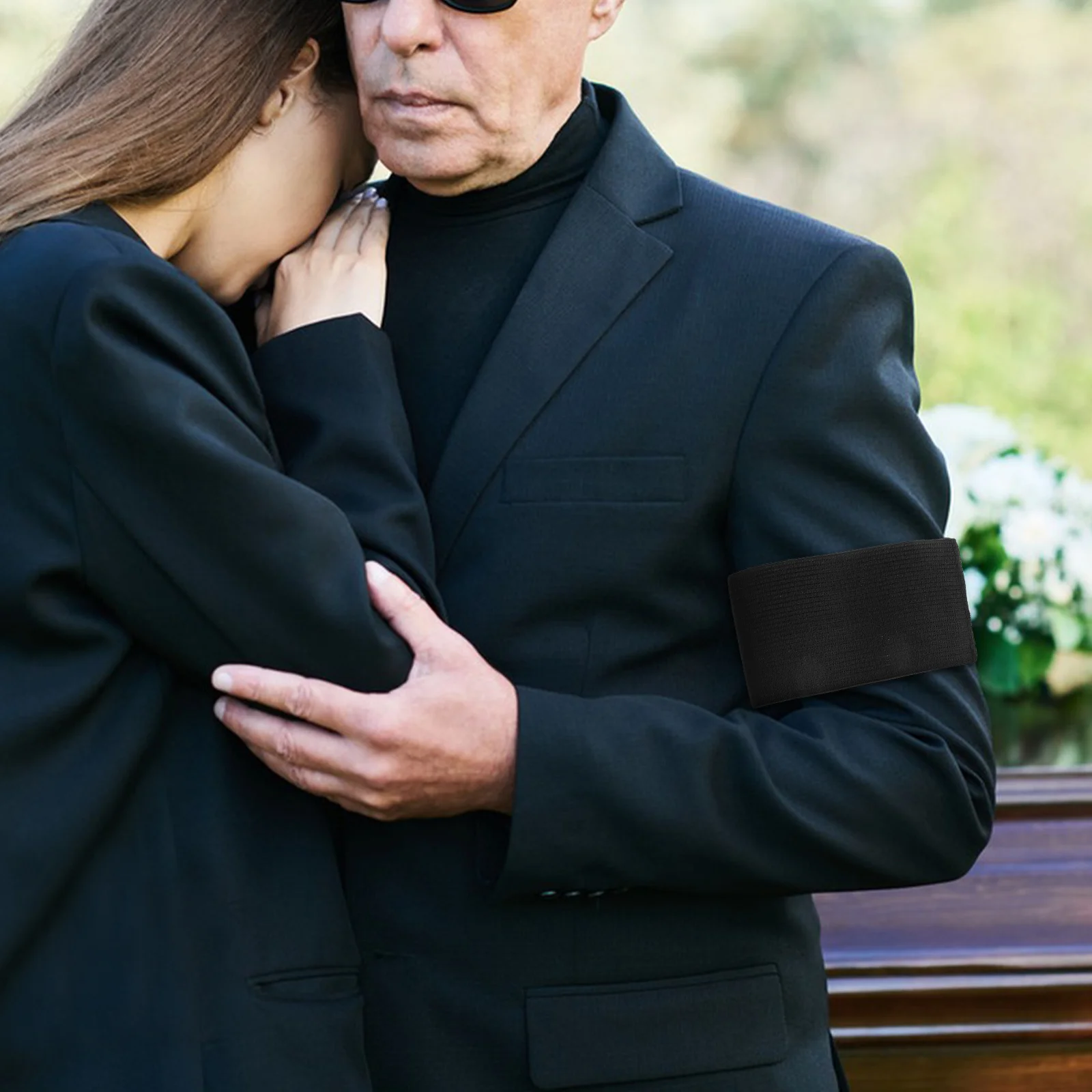 

15pcs Black Arm Band Elastic Fabric Adjustable Funeral Mourning Memorial Ceremony Respect Symbol Durable 15 Pack