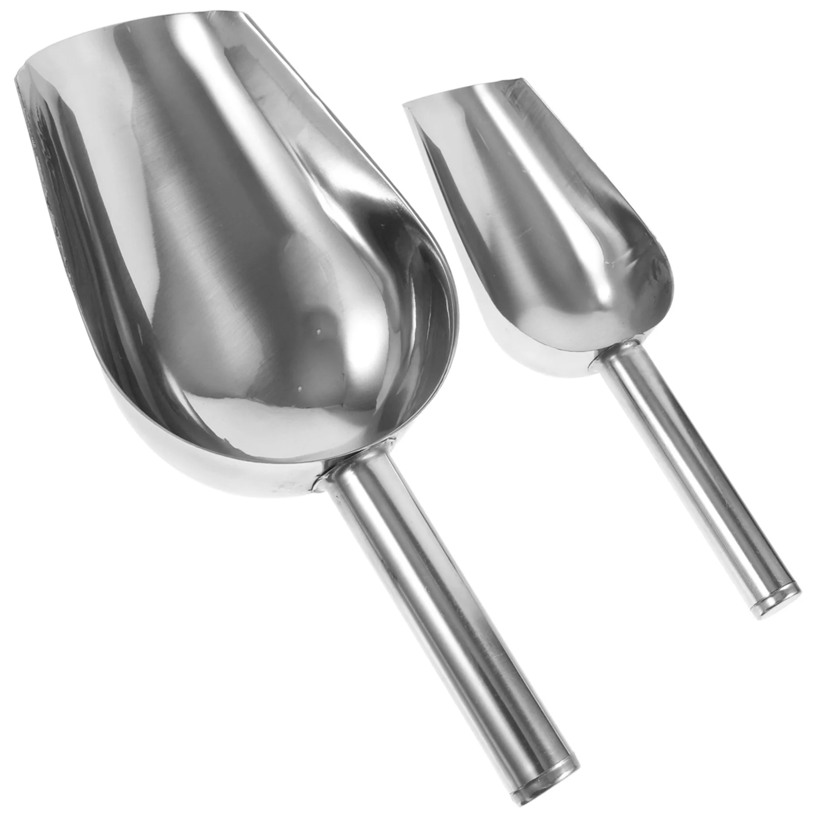 2Pcs Stainless Steel Ice Shovel Multi-Functional Food Scoop Kitchen Tool Ice Cube Storage Scoop Bar Restaurant Use