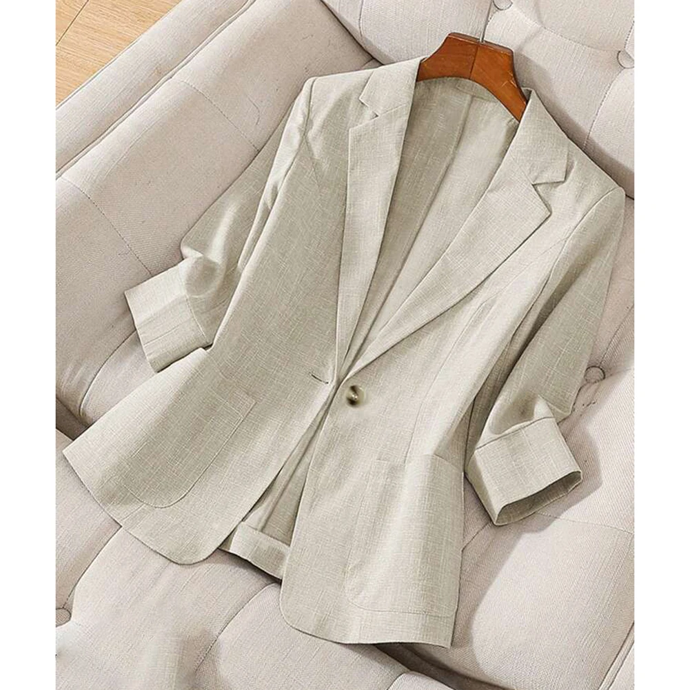 Veste de costume décontractée à manches longues pour femmes, couleur unie, avec col à revers et poches boutonnées fonctionnelles, adaptée à toutes les saisons