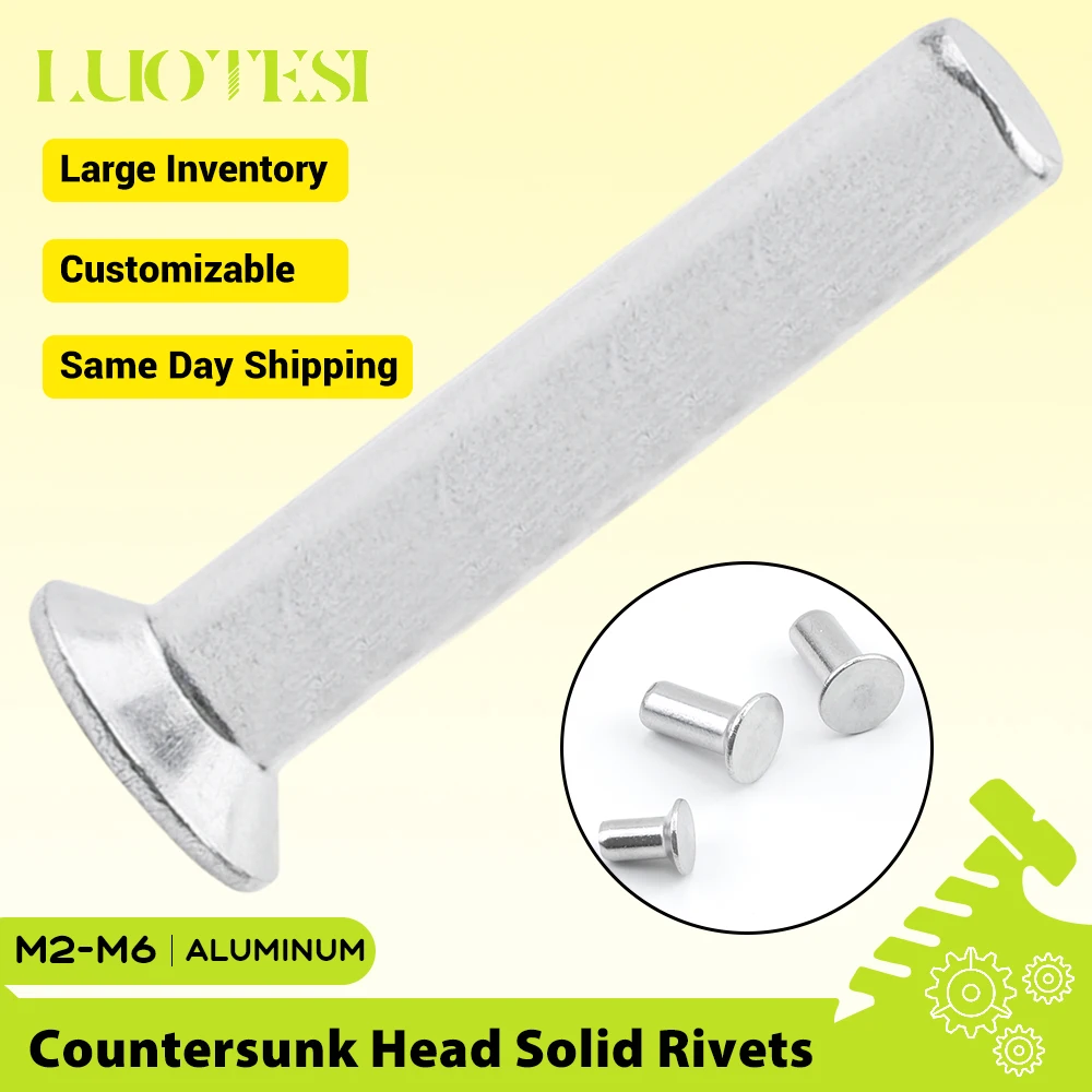 10-100pcs Flat Countersunk Head Solid Rivet Aluminium Alloy M2 M2.5 M3 M4 M5 M6 M8 Punch Self-plugging Knock Signage Rivet GB869