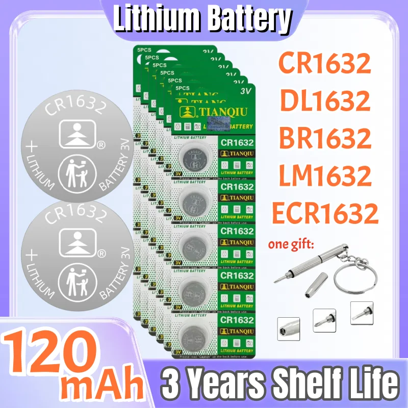 5-100Pcs CR1632 3V Lithium Button Battery CR 1632 BR1632 DL1632 Durable Button Coins Cell For Car Key Remote Control Watch Toys