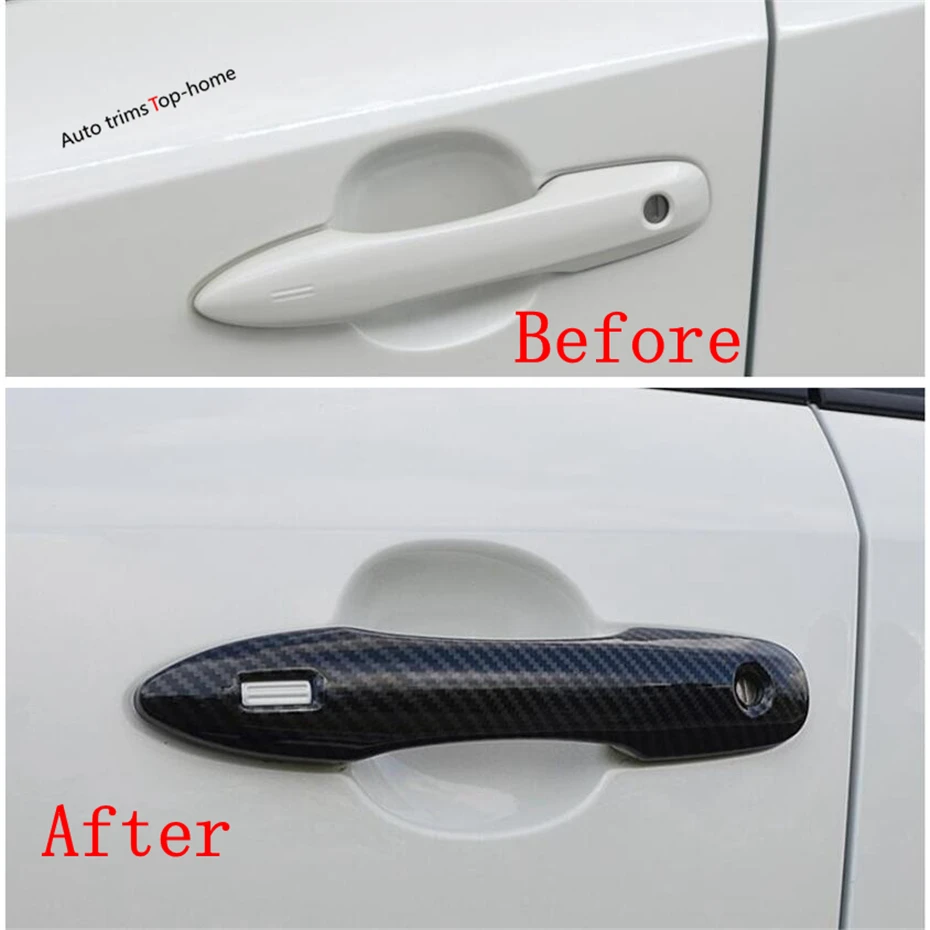 ABS Chrome / Carbon Fiber Door Handle Catch Cap Decoration Frame Cover Trim For Toyota Corolla E210 2019 - 2024 Car Accessories