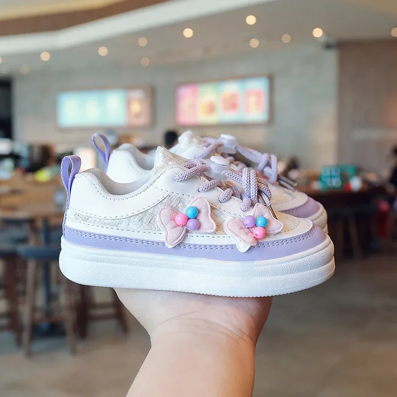 Sneakers Kids Girls Board Shoes Spring New Sweet Lovely Children Shoes Bow Kids Casual Shoes Zapatillas سكسي اطفال صغار  Tenis