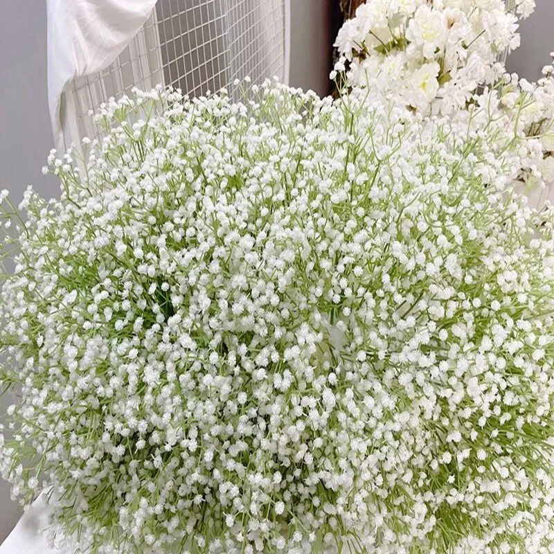 White Baby\'s Breath Artificial Flowers Silk Hydrangea Bunch Outdoor Wedding Decor Runners Home Decoration Props