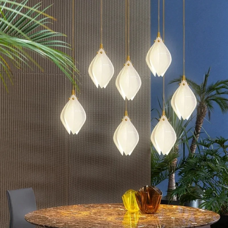 

Ceramic Magnolia Chandelier Luxury Staircase Pendant Light Ceiling Adjustable Hanging Lamp for Hotel Restaurant Bedroom Bedside