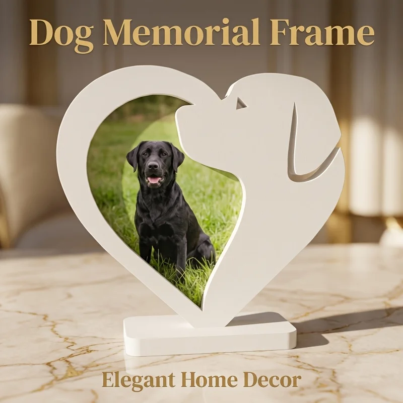 Heart-Shaped Dog Memorial Picture Frame, Pet Remembrance Photo Stand, Desktop Keepsake Ornament for Dog Lovers