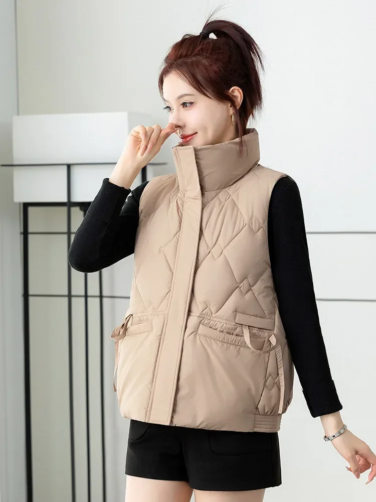 Vielleicht Herfst Winter Puffer Vest Vrouwen Losse Ritssluiting Opstaande Kraag Mouwloze Gezwollen Jassen Katoen Gewatteerd Wintervest