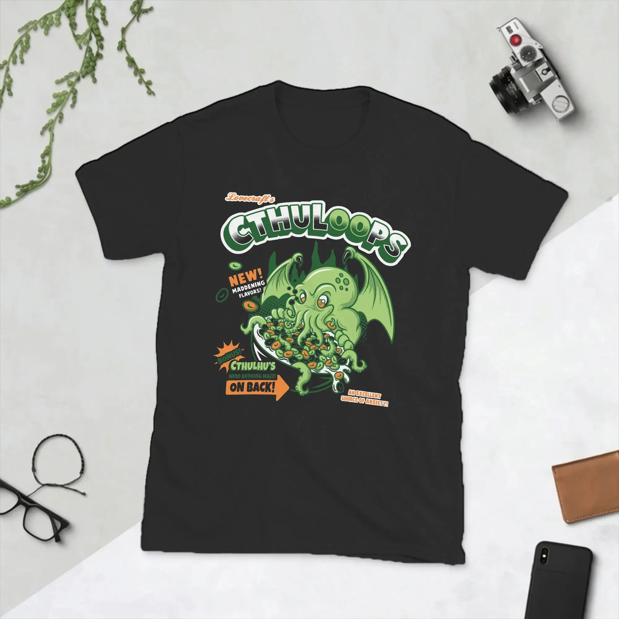 Casual Cthuloops All New Flavors T-Shirts Men Round Collar Cotton T Shirts Call of Cthulhu Lovecraft Short Sleeve Tees