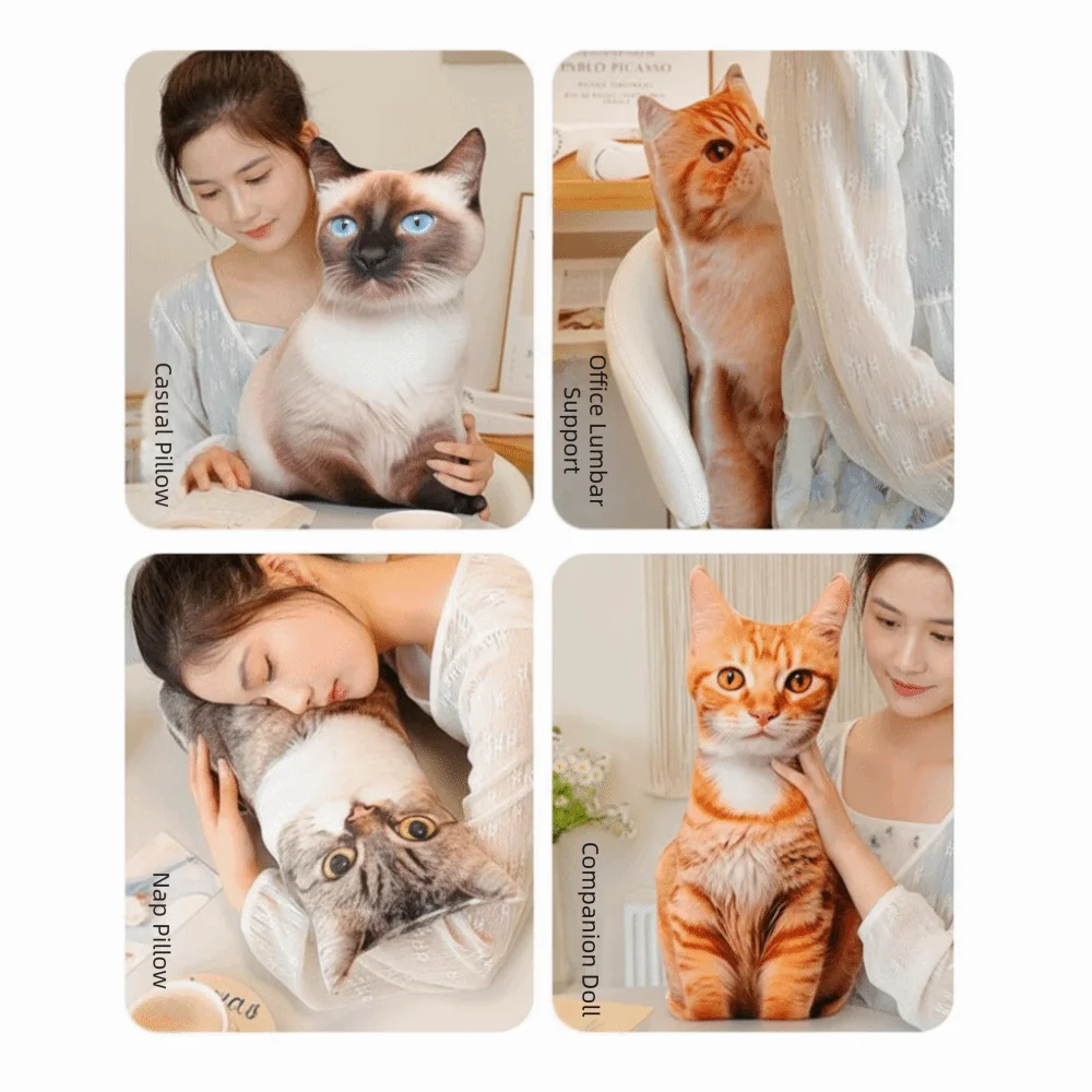 

Orange Cat Lifelike Simulation Cat Pillow Cartoon Soft 48CM 3D Printed Plushie Pillow Sofa Cushion