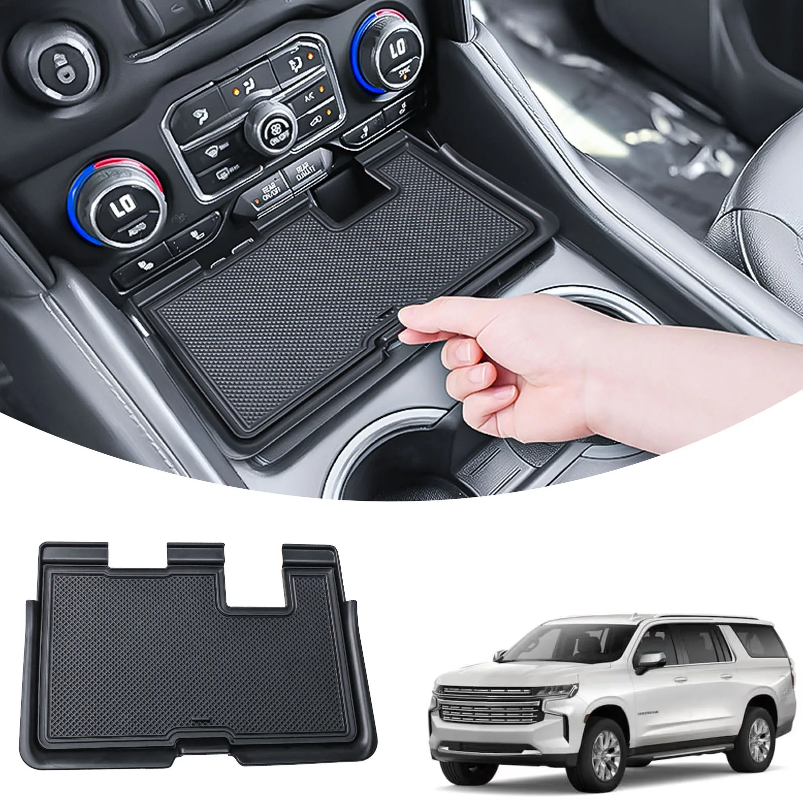 

Center Console Organizer for 2021-2024 Chevy Tahoe/Suburban & GMC Yukon Hidden Compartment Cover Storage Interior Accessories