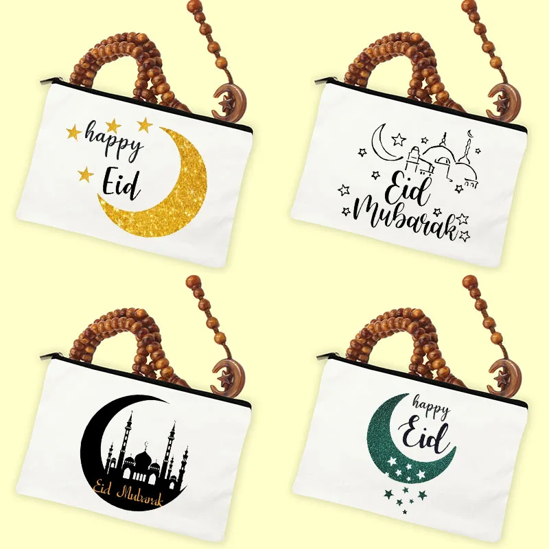 Happy Eid Print Eid Beads Female Makeup Bags Best Eid Gifts Storage Bag Ramadan Gift Cosmetic Case Travel Toiletries Organizer