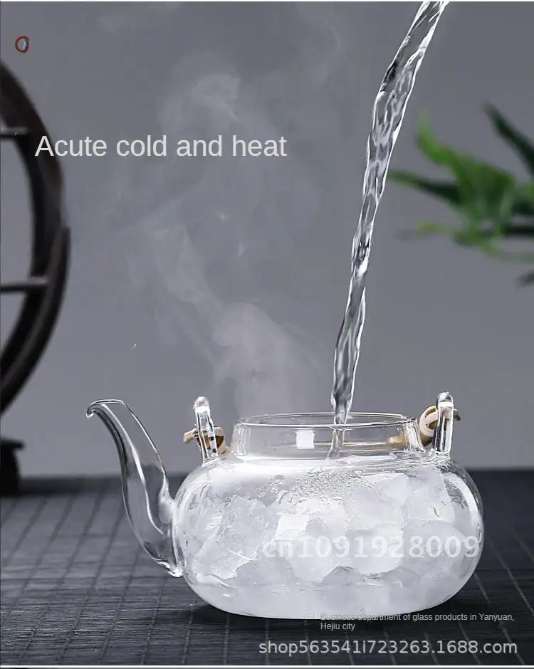 

Bamboo Handle Beam Tea Pot Glass Teapot With Filter Heat Resistant and Set Erh Brewing Teapot Tea Puer Glass Kettle Pots Cup Pu