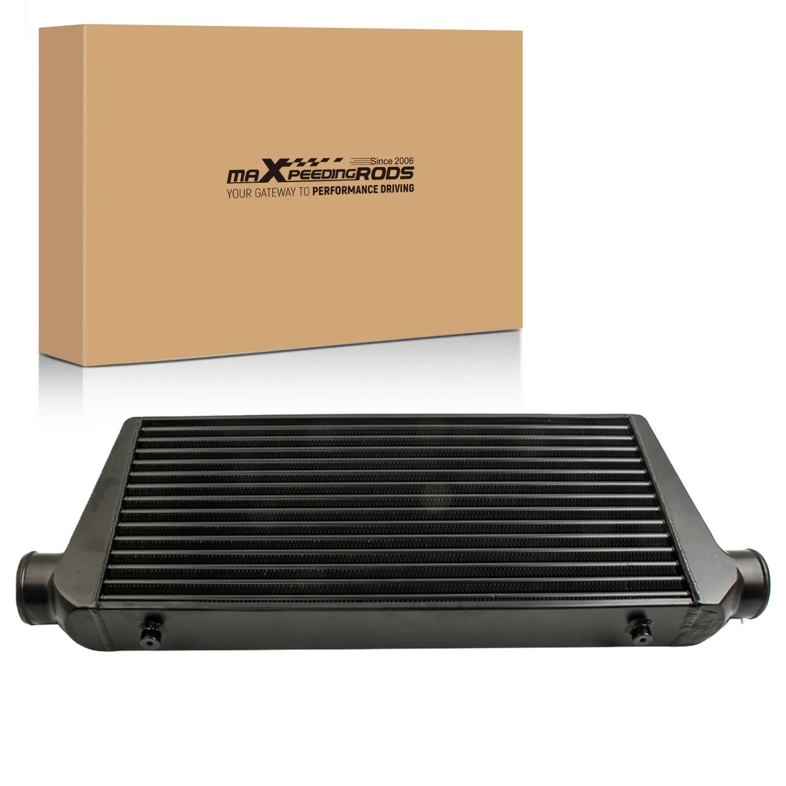 Tubo e pinna intercooler anteriore 600x300x76 Ingresso/uscita 3 pollici Nero per universale
